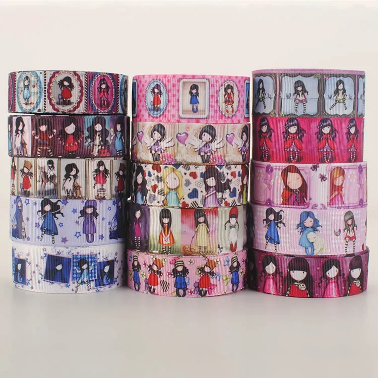 

Cartoon Girls Mixed 25mm 1'' Random Cartoon Printed Grosgrain Ribbon,1 Yard of Each Design