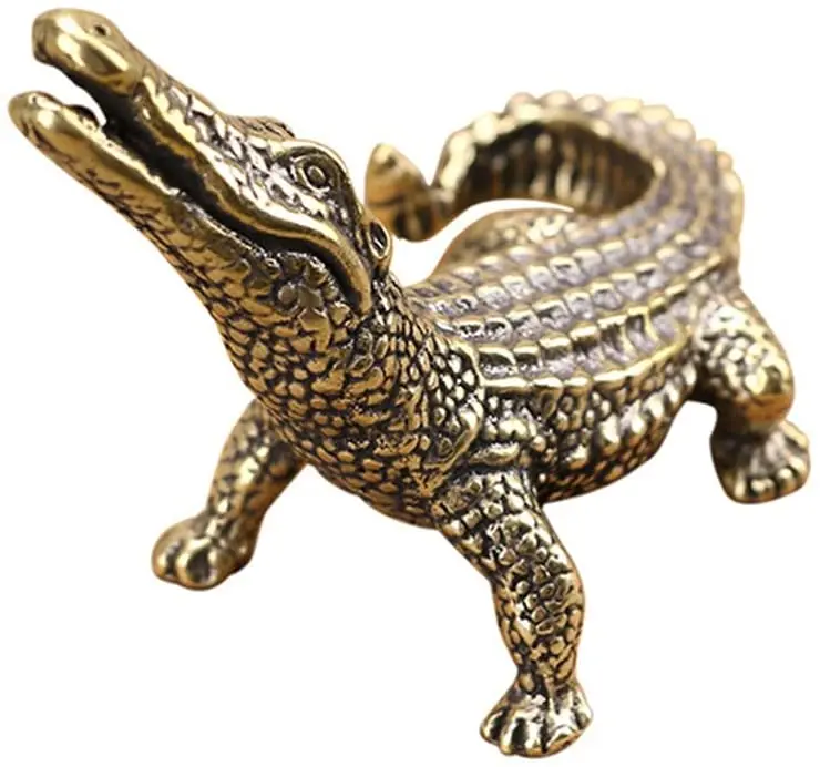 

Toyvian 1Pc Brass Crocodile Figurine Animal Sculptures and Statues Fish Tank Ornaments Feng Shui Statue Home Decor