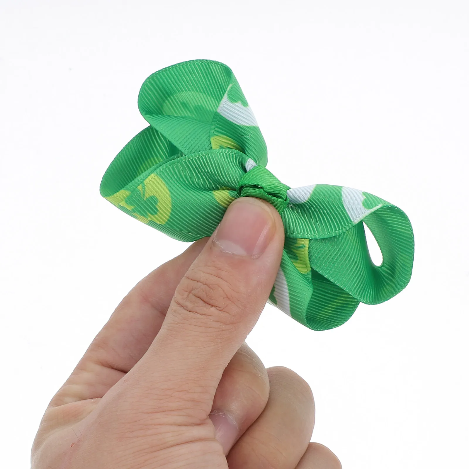 

4pcs Grosgrain Ribbon Hair Bowknot Clips Clover Bobby Pins Kids Party Patrick’S Day Decoration Durable Easy Grip Strong Hold