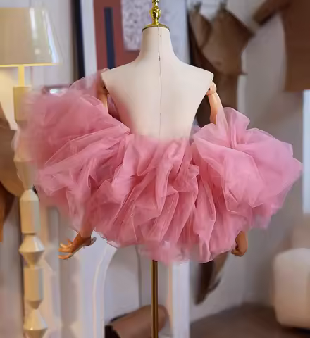 New pink ruffle prom evening dress Shawl wrap Hand Sleeves Performance wrap cosplay Diy accessories