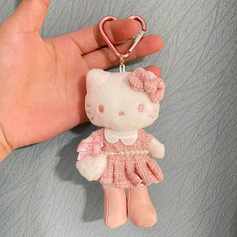 سانريوس سيقان طويلة KT القط أفخم المفاتيح لطيف مرحبا كيتي اللعب دمية قلادة أنيمي محشوة بلوشيز حقيبة العرافة قلادة كيرينغ هدية