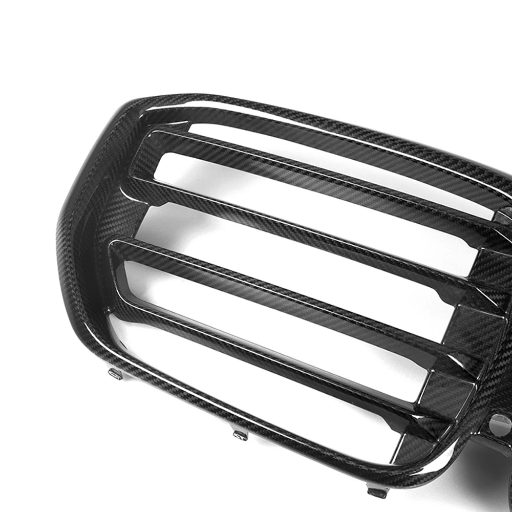 شبكة المصد الأمامي للكلى شوايات غطاء محرك السيارة من ألياف الكربون الجافة الحقيقية لسيارات BMW X5 Series G05 G18 LCI 2024-IN قطع غيار السيارات X5M