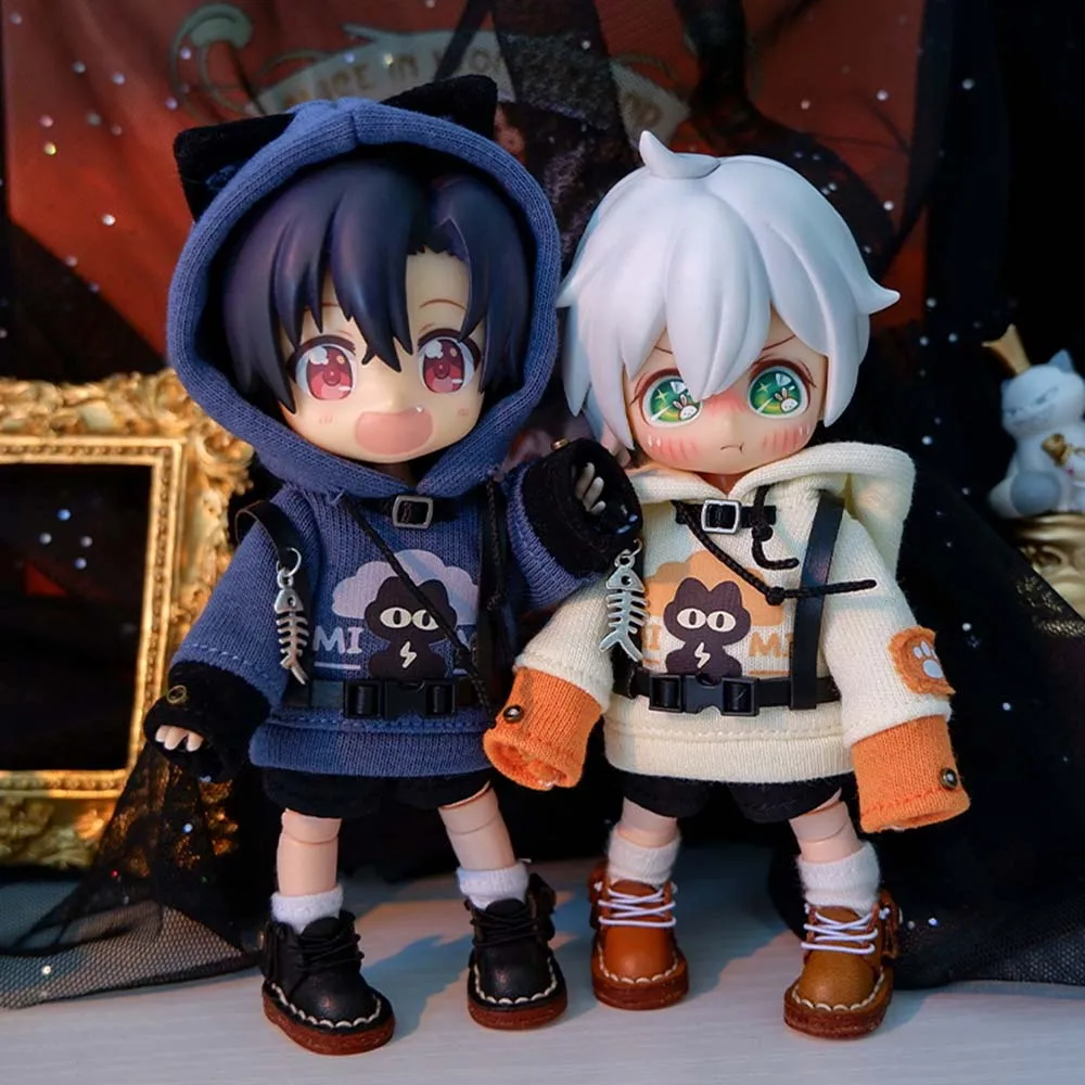 

OB11 Doll Cothes Halloween series Set Spliced Long-sleeved Sweater Cute Lightning Cat Hat For Molly GSC YMY P9Body 1/12 UF Doll