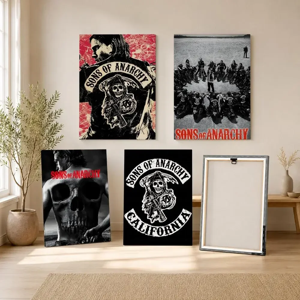 S-Sons of Anarchy TV Show Painting Calligraphy Framed Canvas Wall Art Print | Modern Poster | Home Hallway Decor