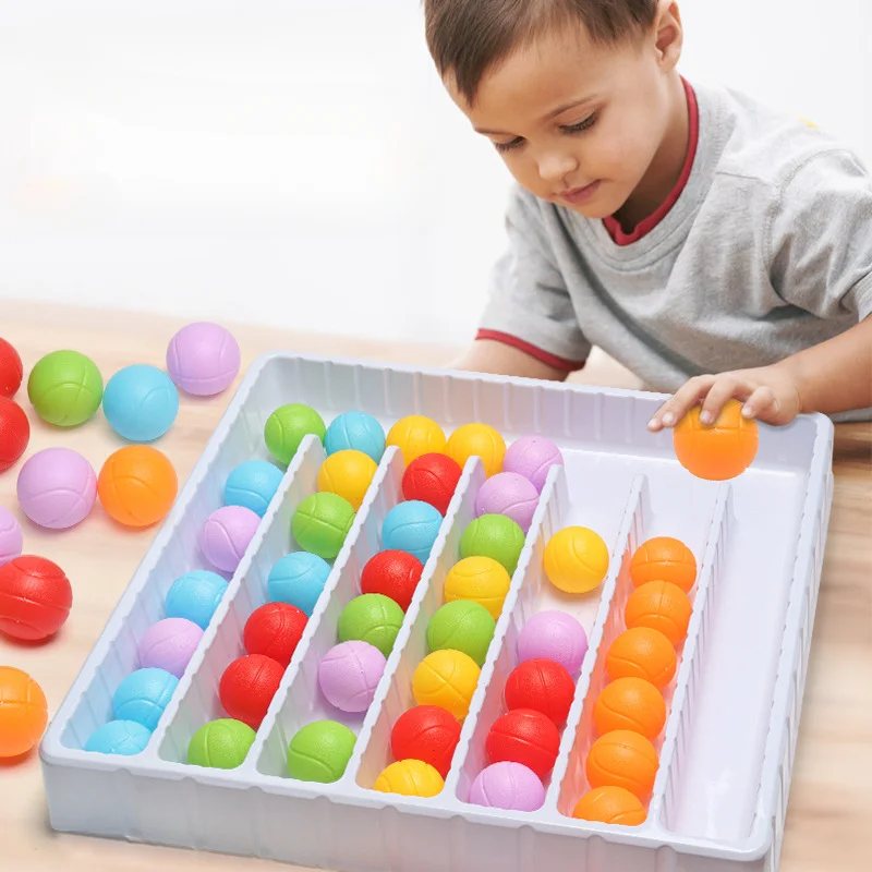 Color Sorting Ball Toy Sensory Game Rainbow Balls Board Game Color Sorting Counting Interactive Puzzle for Kids Christmas Gifts