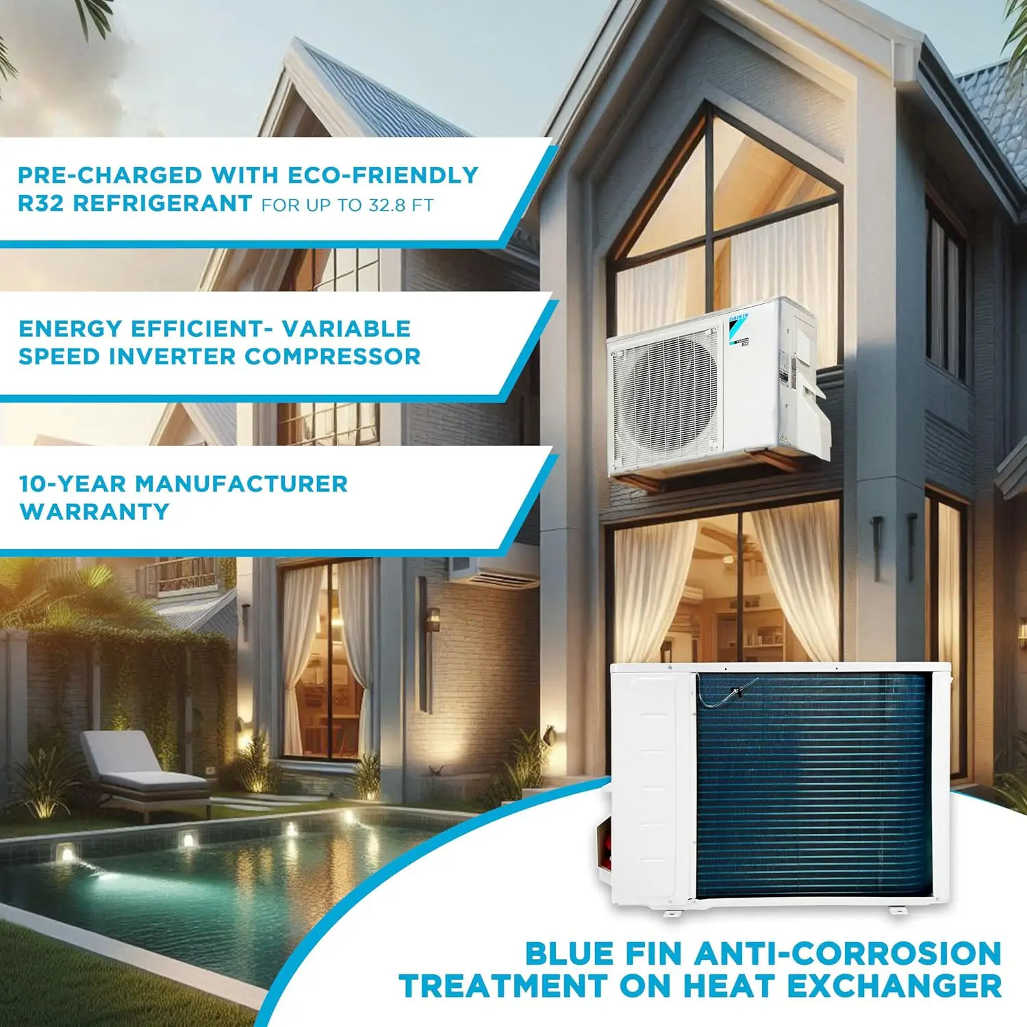 12,000 BTU 18 SEER2 R32 Series Heat Pump Ductless Mini Split A/C, Custom