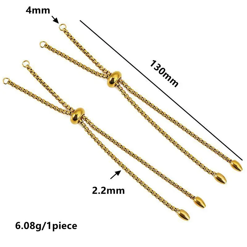 3pcs Stainless Steel Glue Bead Adjustable Slider Extender Box Chain with Ball Ends for DIY Bracelets Jewelry Making Accessories view 4