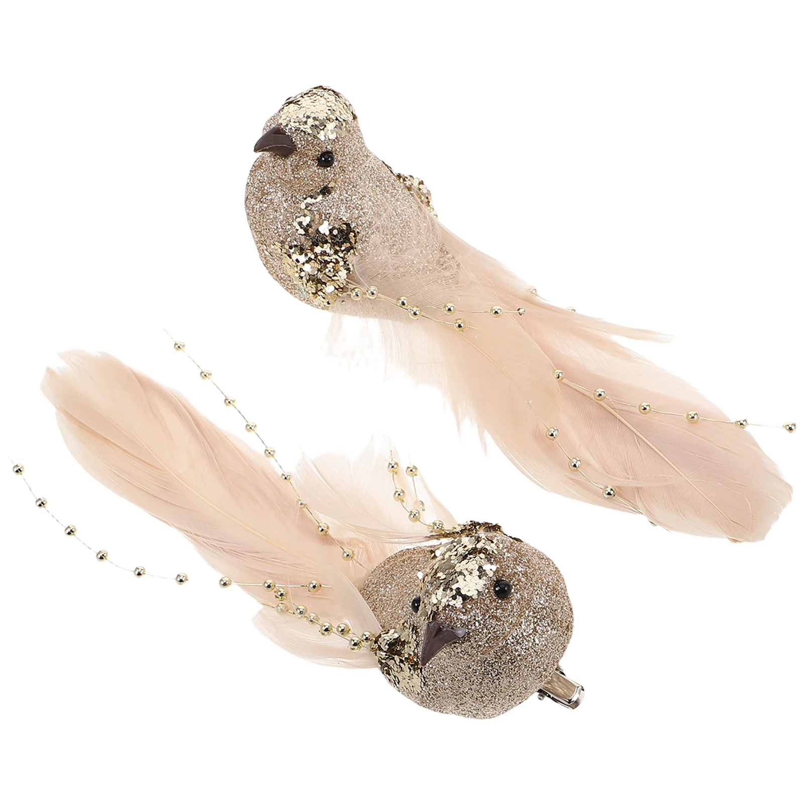 

2 Pcs Christmas Tree Decoration Bird Artificial Doves Pigeon Crafts Fake Birds Household