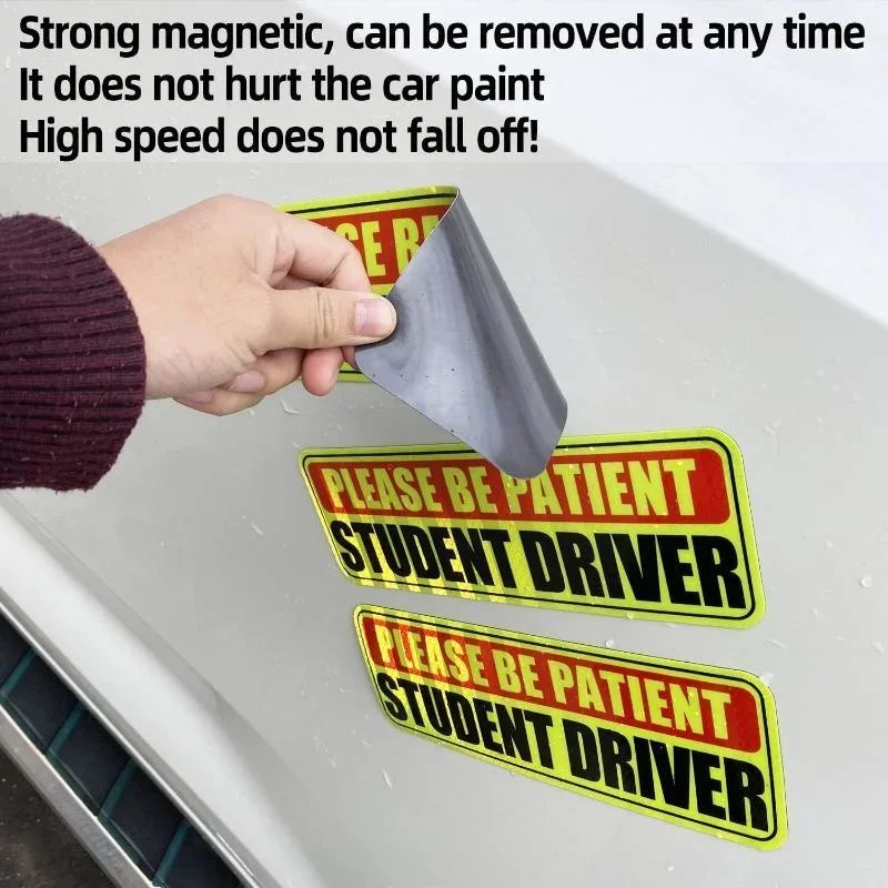 Student Driver Magnet Stickers for Car Truck Reflective Car Safety Signs Decals New Driver Bumper Sticker Universal for Vehicles