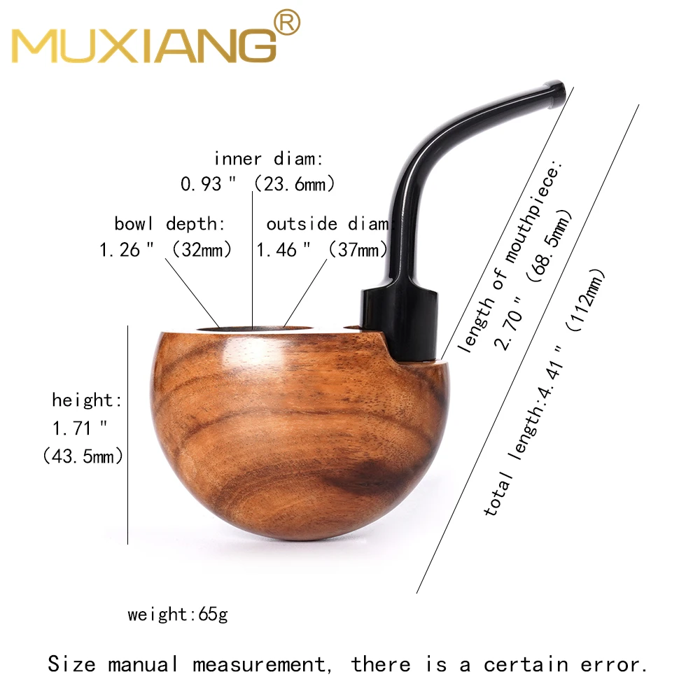 

MUXIANG handmade tobacco pipe curved handle pocket pipe gentleman's portable pipe 9mm filter removable rosewood pipe wooden pipe