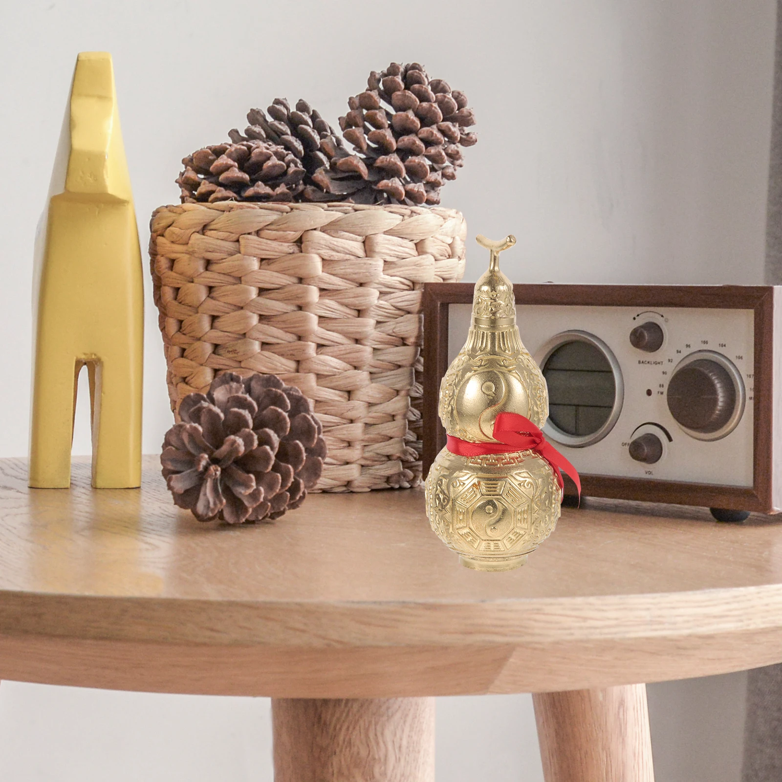 

Copper Gourd Ornament Fine Craftsmanship Retro Desktop Decor For Home Office Study Wealth Symbol Copper Craft