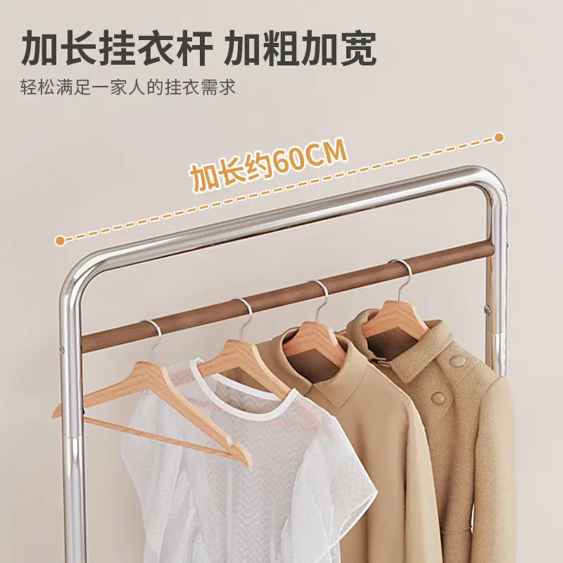 Rattan multifunctional clothes rack floor-mounted vertical clothes rack movable home bedroom clothes storage rack saves space.