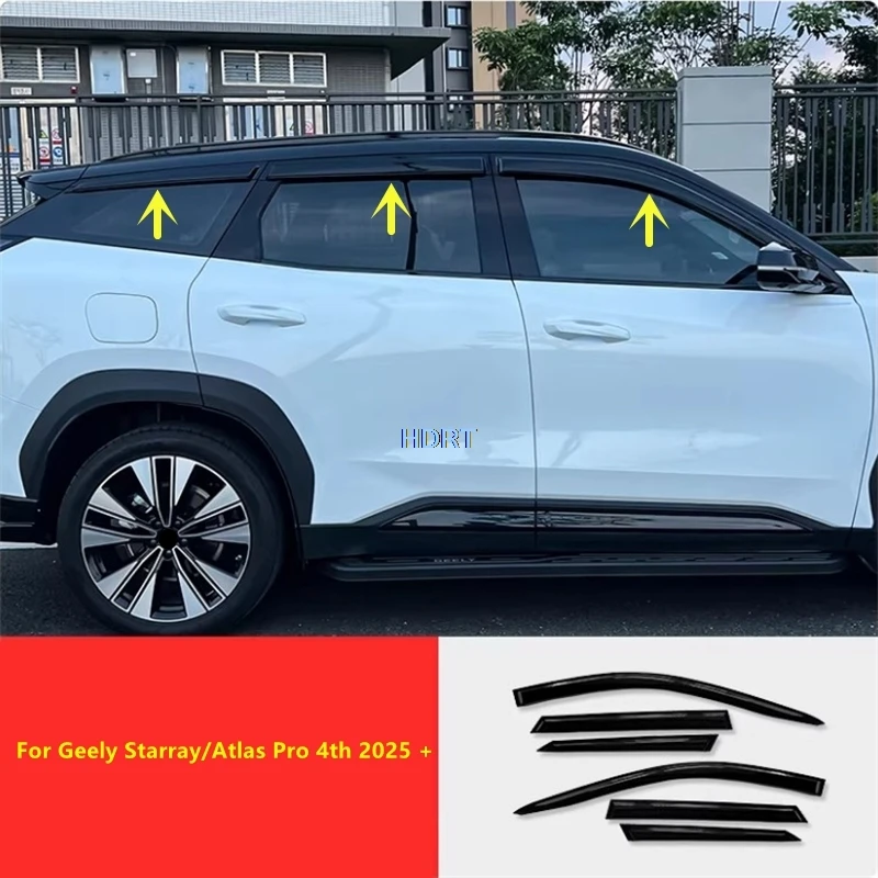 Car Accessories For Geely Starray/Atlas Pro/Boyue L 4th 2025 + Window Visor Wind Deflector Sun Rain Shelter Weather Shield Cover