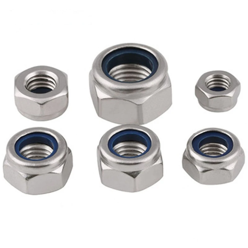 304 Stainless Steel Hex Locknut M2 M2.5 M3 M4 M5 M6 M8 M10 M12 M14 M16 -M20 DIN985 Hex Self Locking Nuts Nylon Insert Lock Nut