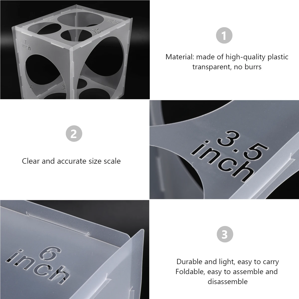 

1pc Balloon Size Measuring Holes Transparent Foldable Party Decor Wedding Balloon Measurement Tool Supplies