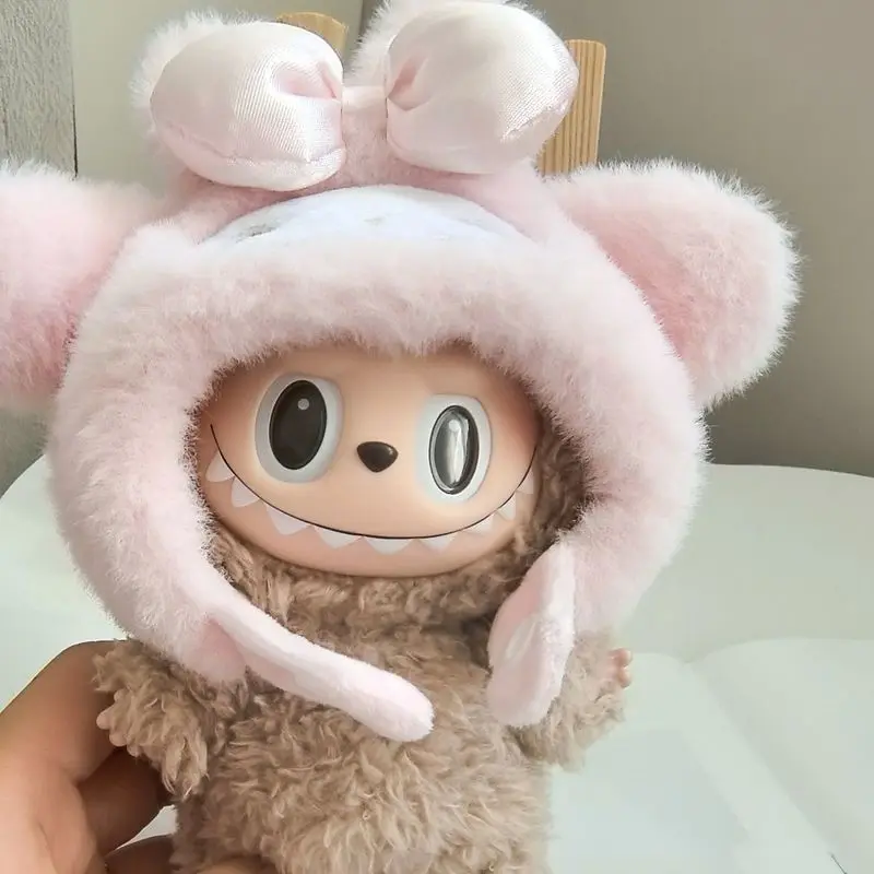 Für/Tuch Labubu Nette Plüsch Kopfbedeckung Vinyl Puppe Hut Kleidung Zubehör Labubu Puppe Anhänger Kleidung