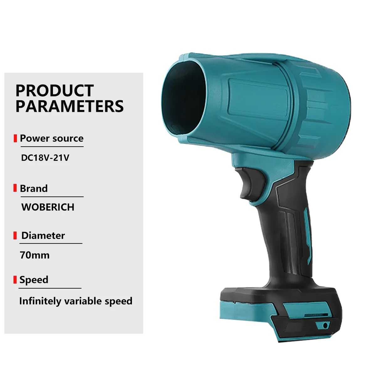Cordless Handheld Turbo Jet Fan Car Violent Air Blower Powerful Electric Strong Dust Blower（No battery）For Makita/WOBERICH 18V