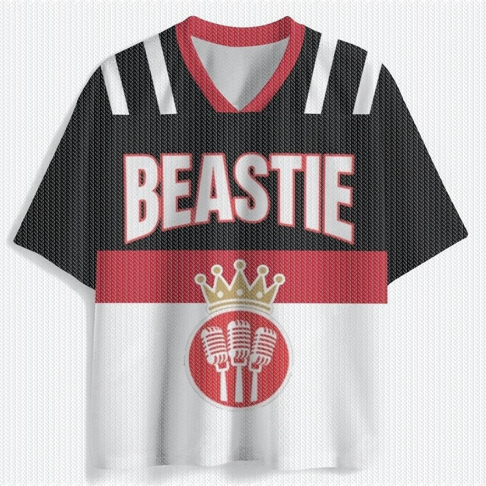 V Neck Color Block Hip Hop Jersey T Shirt Front Back Print Microfiber Casual Streetwear Top
