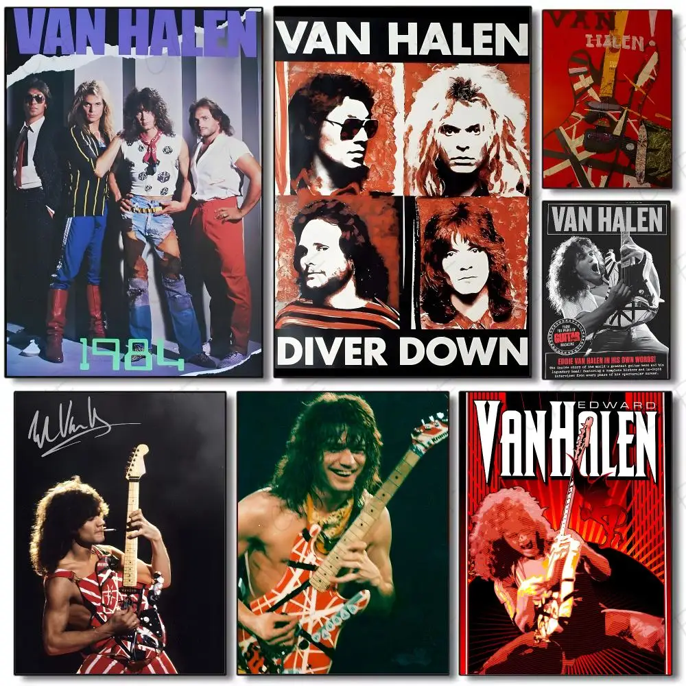 Energetic Hard Rock Band V-Van Halen Poster Painting Wall Art Mural for Living Room Home Decor and Gifts