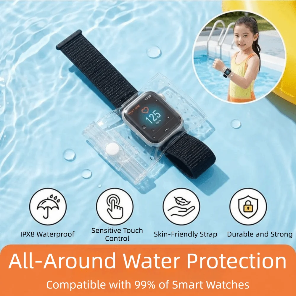IPX8 Waterproof Smartwatch Waterproof Protective Pouch Sealed Portable Underwater Watch Cover Touchscreen Compatible