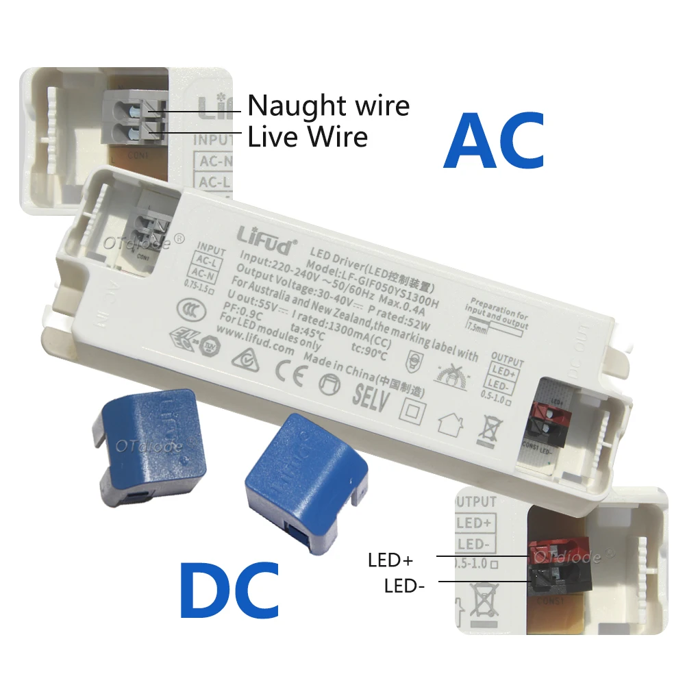 Lifud LED Driver 52W 1300mA DC 30-40V AC220-240V LF-GIF050YS1300H Transformer LED Driver Panel LED Luminaire Power Supply