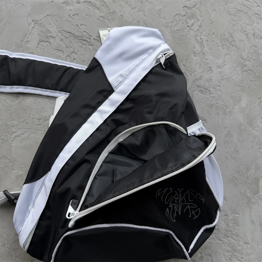 Mertra Unisex Black White Sport Sling Bag Couple Style Versatile Single Shoulder Backpack Outdoor Waterproof Bag