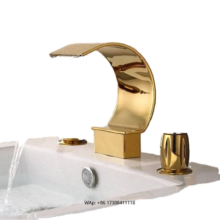 

High quality countertop mounted waterfall style luxury basin mixer with ceramic spool and single hole mount for bathrooms