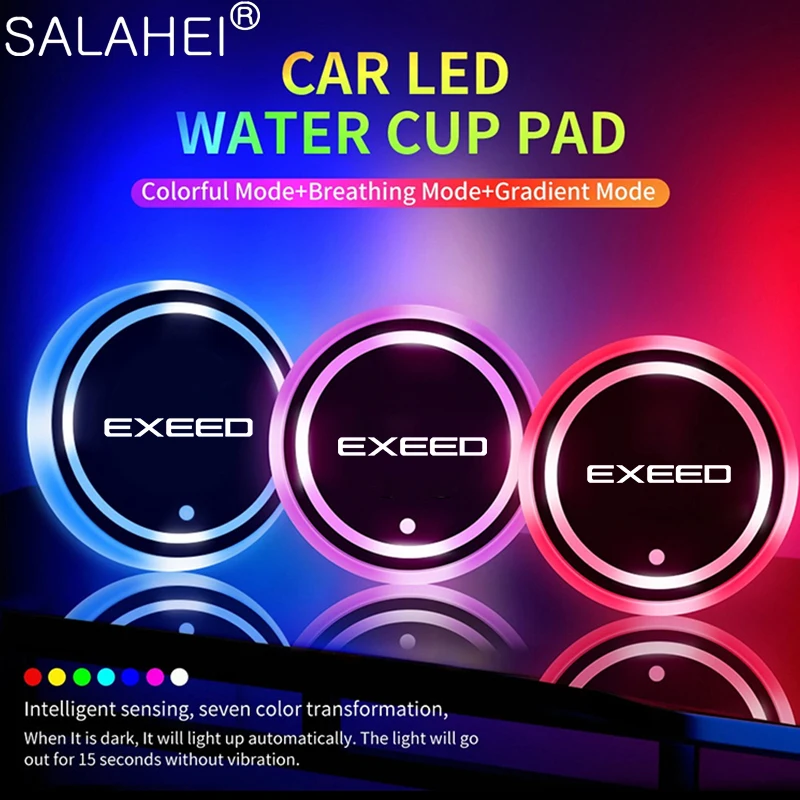 

2PCS Fashion Car Water Cup Coaster Bottle Lamp Auto Holder Mat Luminous Pad For Chery Exeed RX VX TX LX TXL Accessories