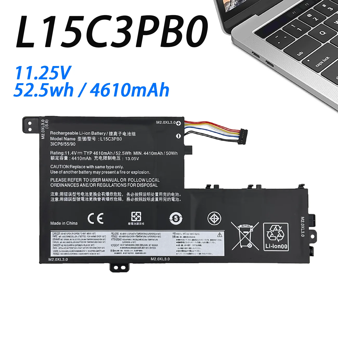 

Сменный аккумулятор L15C3PB0 L15L3PB0 L15M3PB0 для ноутбука Lenovo 7000 7000-14 7000-14IKBR 15AST L15L3PB0, Аккумулятор для ноутбука