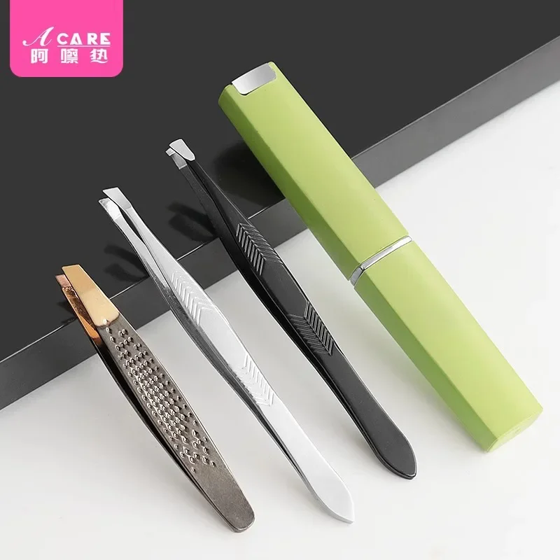 眉毛クリップチューブ A1P39 - 使いやすいステンレス製眉毛トリマー、メイクアップ、顔の毛抜き、ピンセット、小型コレクション