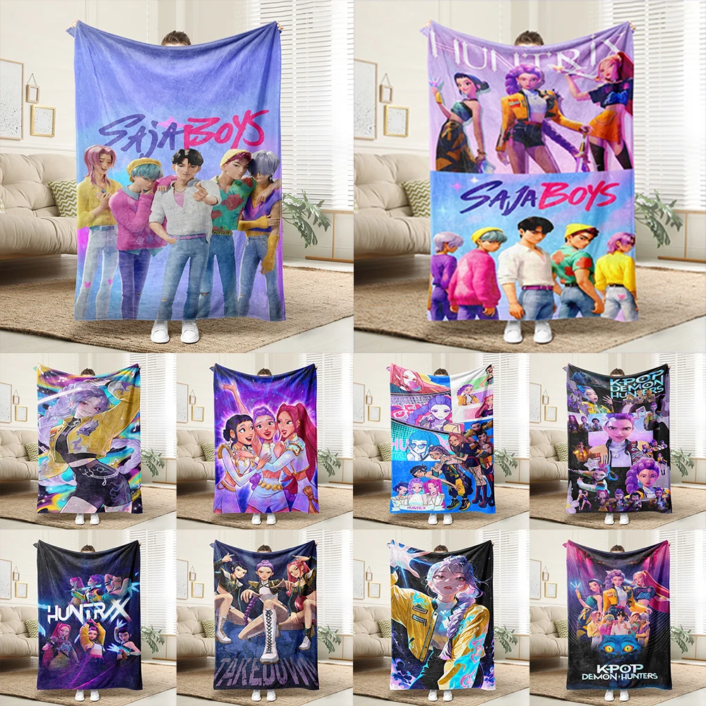 KPop Demon Hunters K-POP theme blankets such as SAJABOYS: colorful anime patterns, comfortable and fashionable at home