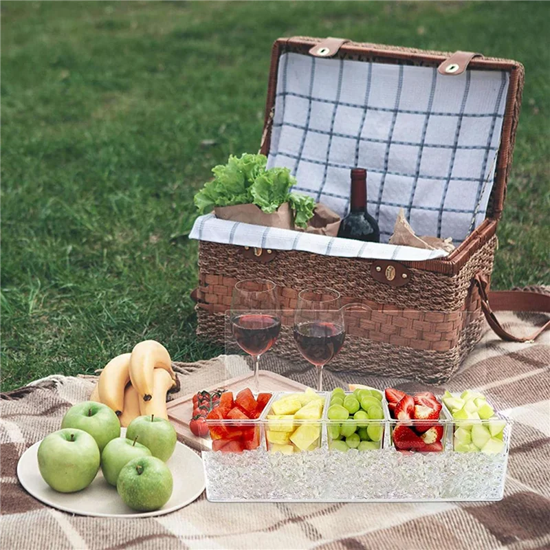 

3X Fruit Vegetable Spice Container With Lid, Plastic Ingredient Container, Ingredient Box, 5 Compartments,Side Container