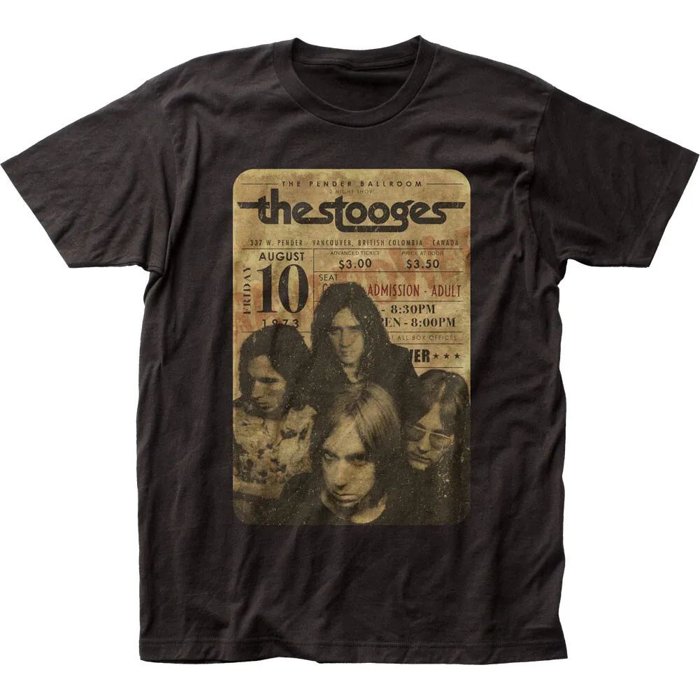 Iggy Pop Concert Ticket Mens T Shirt Rock and Roll Music Classic Band Tee Black