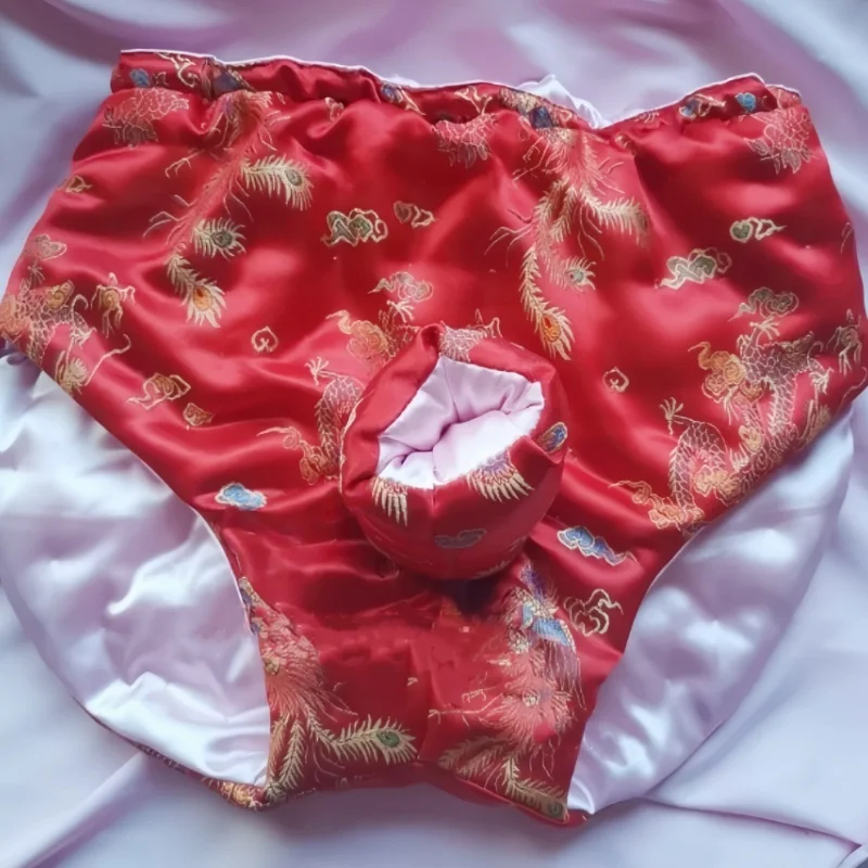 التنين التطريز حريري اللمس شكل كبير سميكة الرجل السراويل ملخصات صناعة يدوية داخل القطن المخلوطة (شكل كبير منتفخ) #4