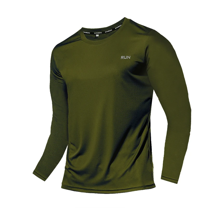 Men Long Sleeve Sport T-shirt Quick Dry Running Shirt Breathable Anti-sweat Top Gym T Shirt Men Fitness Gym Clothing Men 2023