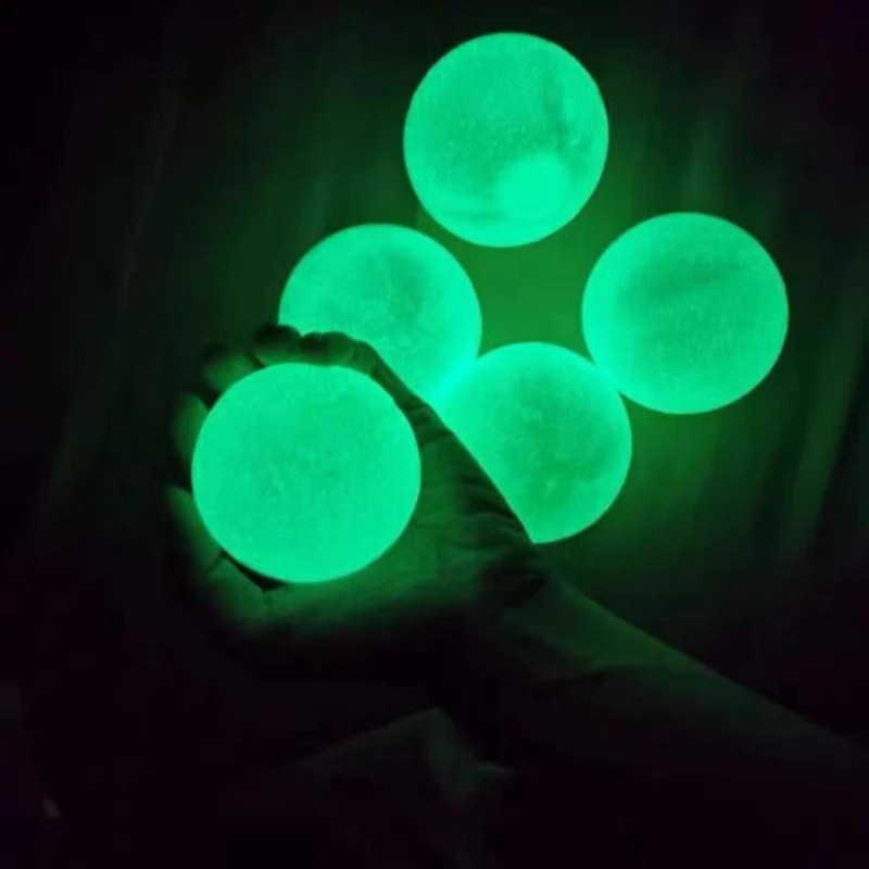 10/5Pcs sfera appiccicosa luminosa Glow in The Dark Ball lancio di decompressione per interni palline appiccicose TPR palla bersaglio palline appiccicose per bambini