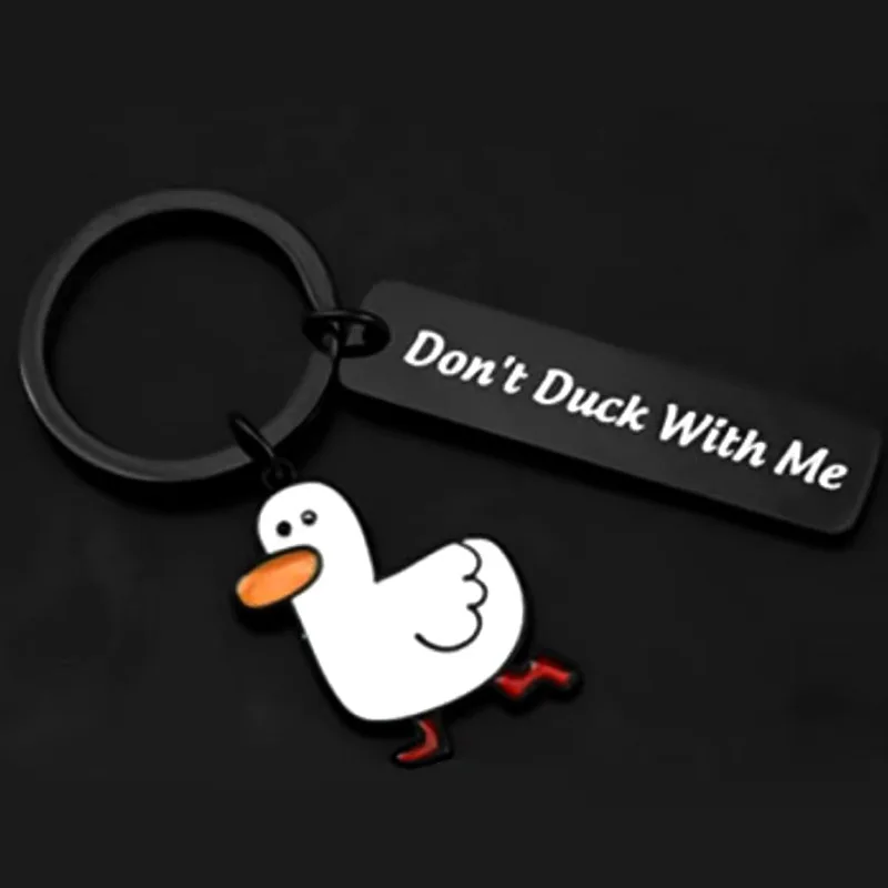 Funny Lover Gift I Ducking Love You Cute Duck Pun Keychain Couples Jewelry Valentine’s Day Gift for Boyfriend Girlfriend image 2