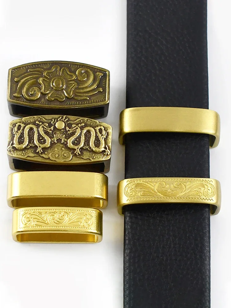2 sztuk Deepeel 35/40mm czysta miedź paski pierścienie klamry skórzane pętle do paska mosiężna klamra DIY Craft opaska pierścień pętla zapięcie akcesoria