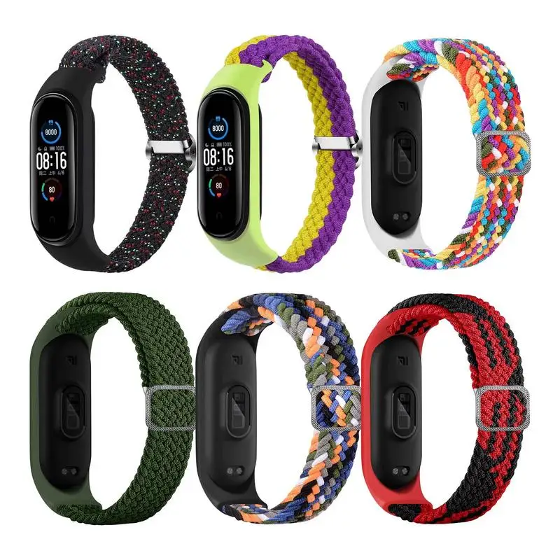 Bracelet For MiBand 6 Adjustable Elastic Strap Nylon Braided Miband4 Miband 5 Correa Strap ForXiaomi_ MiBand 4 3 5 6 Strap