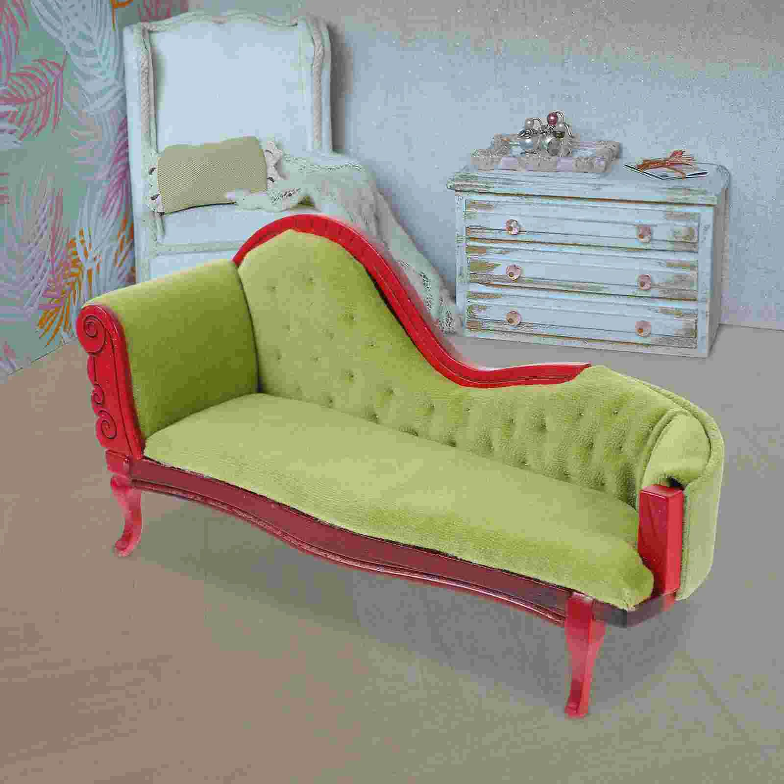 Houses for Girls Dollhouse Sofa Furniture Mini Decor Miniature Bouquet Light Green Decorative