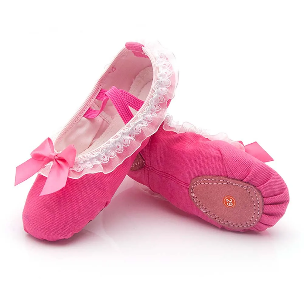 

Kid Girls Children Ballet Dance Shoes Women Adult Lace Bow-knot Canvas Soft Sole Ballet Shoes Dancing Training Ballet Slippers