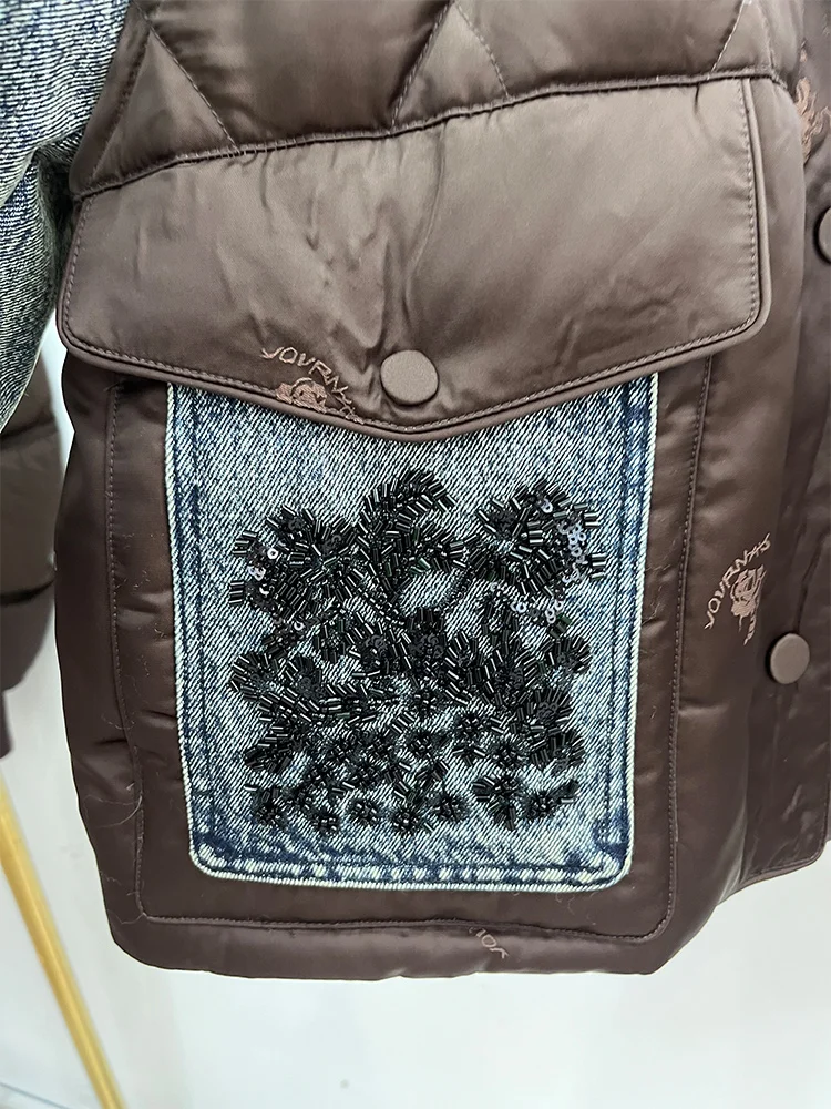 2025 novo inverno jaqueta jeans feminina outwear luxo feminino natural real gola de pele de vison casacos jaqueta de penas de ganso