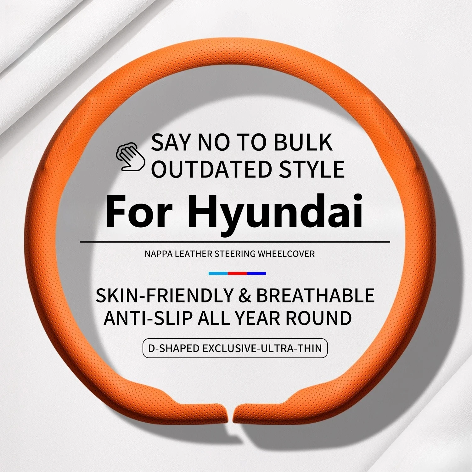 Funda de volante ultrafina de lujo para Hyundai Tucson Santa Fe Creta Elantra, antideslizante, transpirable, ajuste perfecto, accesorios para coche