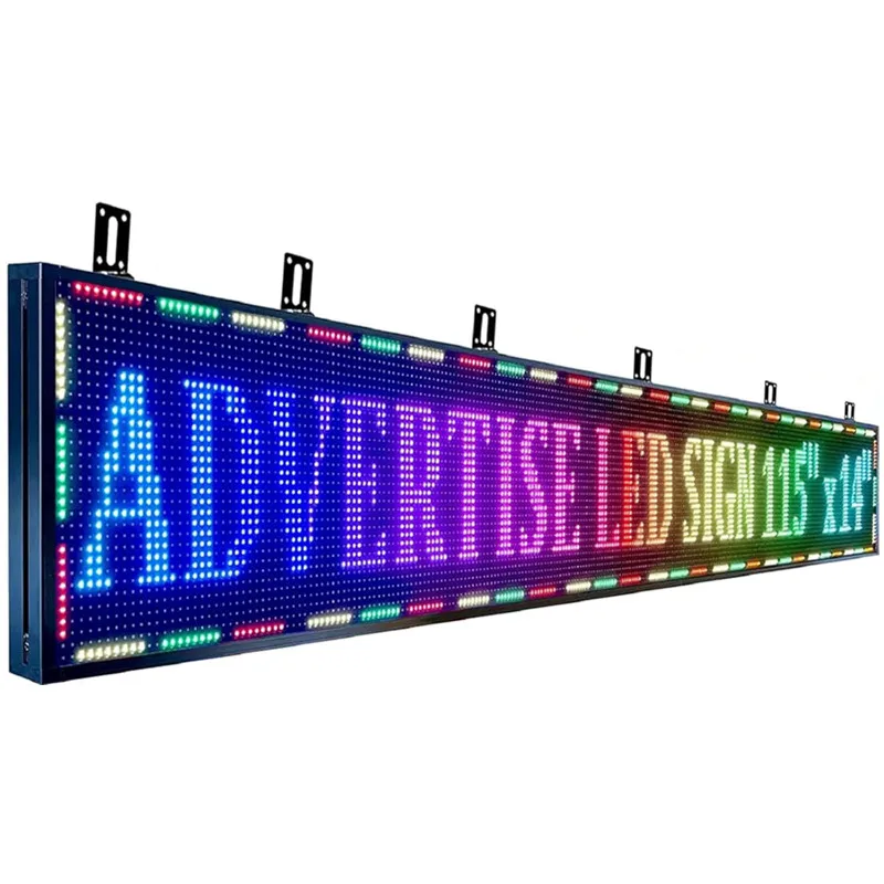 P10 Semi-Outdoor Programmable Scrolling LED Sign WiFi Control LED Digital Display Screen Message Board, RGB 115’’x14’’ Open Sign