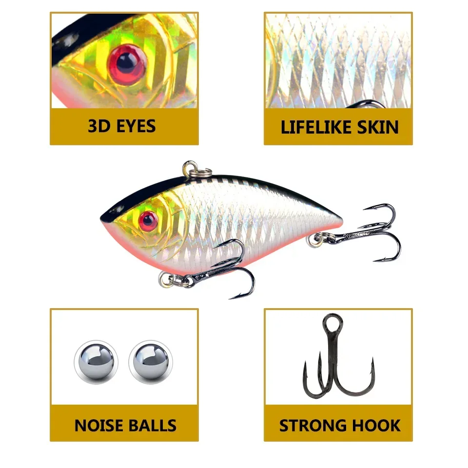 Hard VIB Fishing Bait with Ball Inside 1PCS Fishing Lure Ice Sea Bass Bait Fishing Lures Tackle Isca Artificial Bait Crankbai