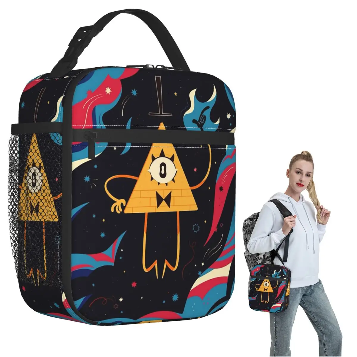 Cartoon Gravitys Falls Insulated Lunch Bag for Women Kids Leakproof Food Boxes Thermal Lunch Box Tote