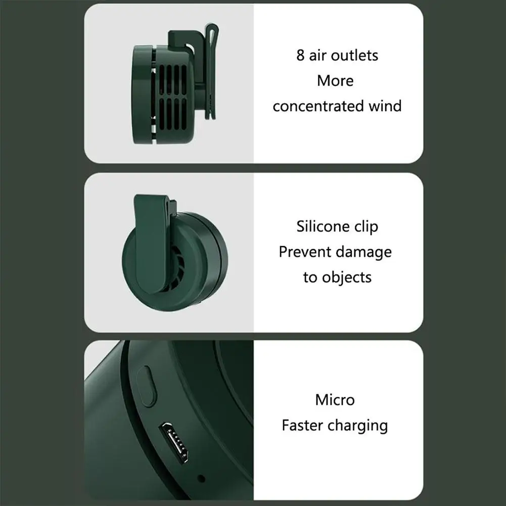Mini  Clip Fan Portable  Silent Mini Electric Fan 3 Speeds Adjustable Wind USB Rechargeable Personal Cooling Fan For Travel - Image 6
