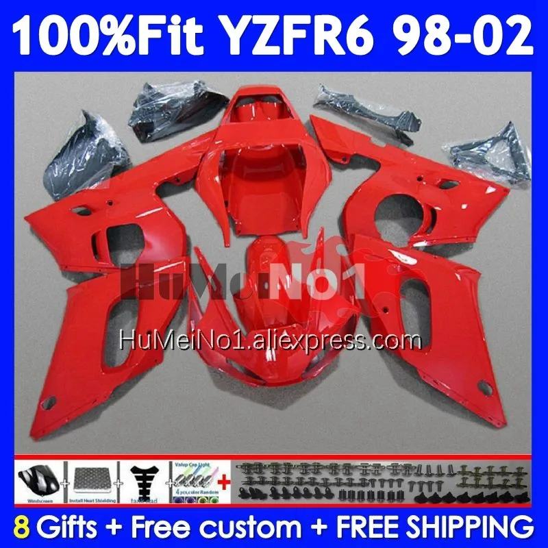 OEM Body For YAMAHA YZF-R6 YZF R6 R 6 YZF600 Gloss red 355No.32 YZFR6 98 99 00 01 02 YZF-600 1998 1999 2000 2001 2002 Fairing