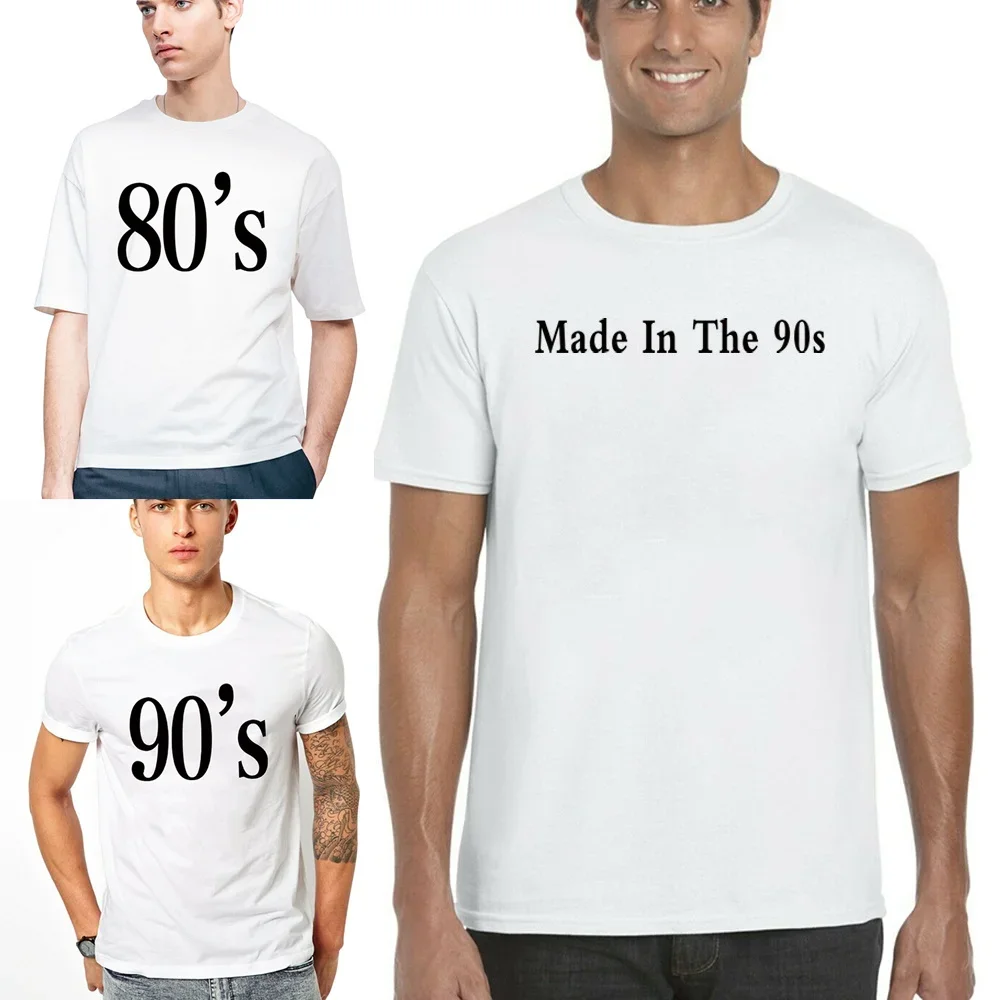 60s~90s Typeface Printed Short Sleeve T-shirt Clothes Fashion O-neck Short Sleeve T Shirt for Men Stretched Comfortable Tees Top