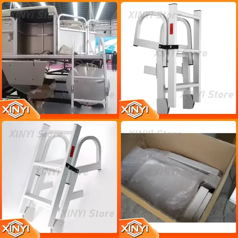 Folding Straight Ladder for Marine Aluminum Alloy Yacht Fishing Boat Launching Deck Accessories Portable Lightweight Step